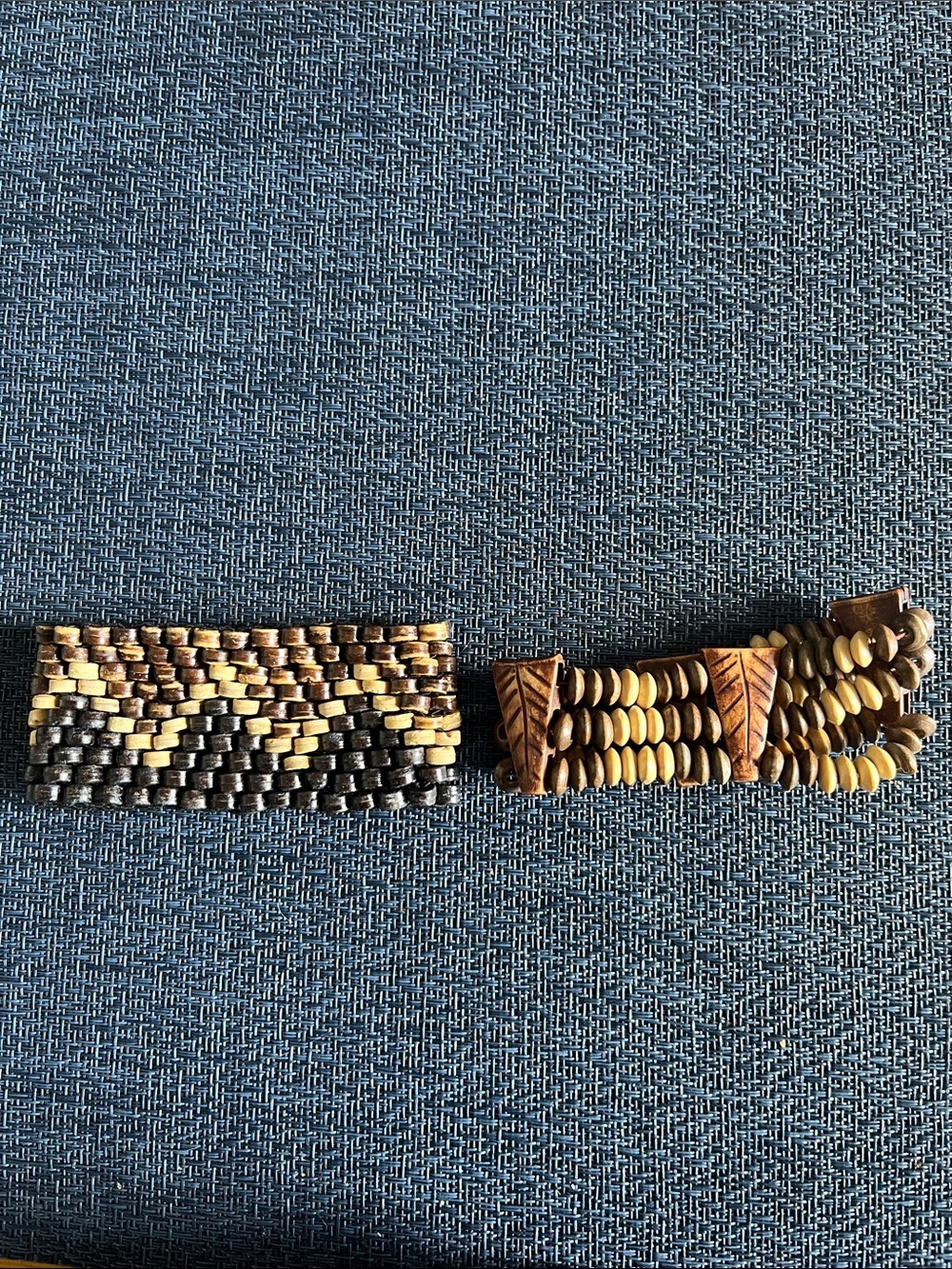 Handmade Wooden Bead Bracelet Set - Black & Natural Wood